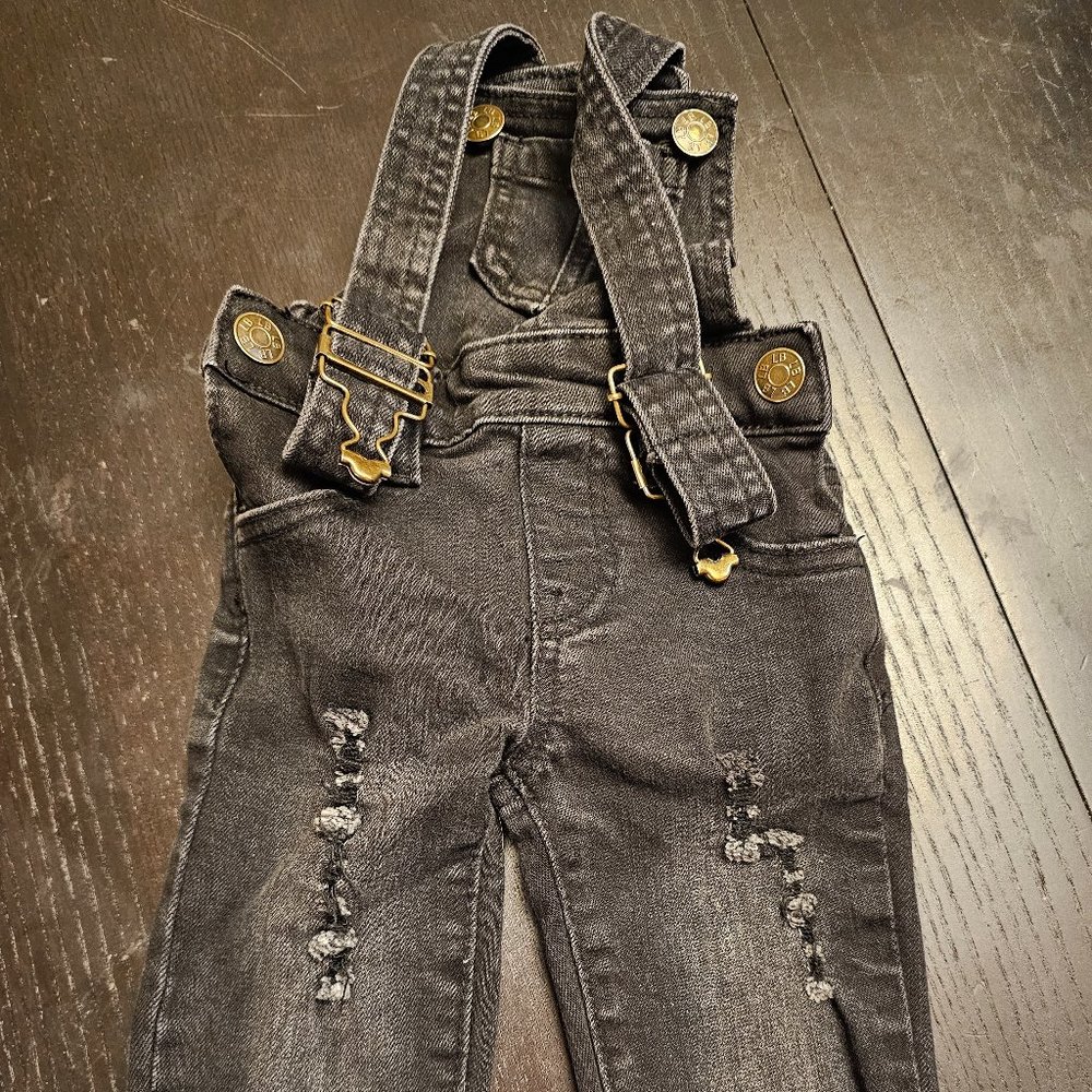 Little Bipsy Distressed Black Overalls 6-12 month